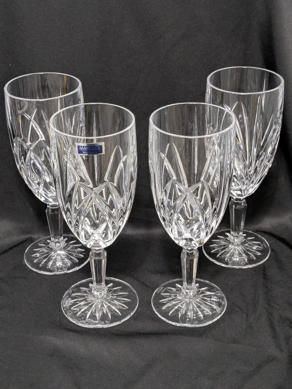 Waterford Marquise BROOKSIDE Crystal Iced Tea Water Goblets Glasses Set of 4